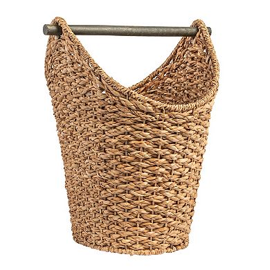 Storied Home Bankuan Braided Oval Toilet Paper Basket with Wood Bar