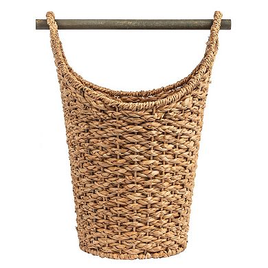 Storied Home Bankuan Braided Oval Toilet Paper Basket with Wood Bar