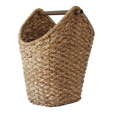 Storied Home Bankuan Braided Oval Toilet Paper Basket with Wood Bar