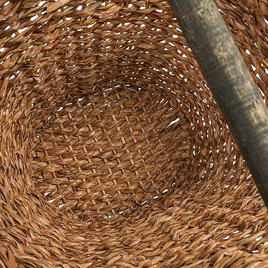 Storied Home Bankuan Braided Oval Toilet Paper Basket with Wood Bar