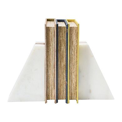 Storied Home Marble & Wood Geometric Bookends 2-piece Set