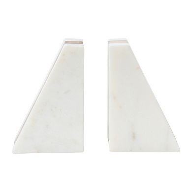 Storied Home Marble & Wood Geometric Bookends 2-piece Set