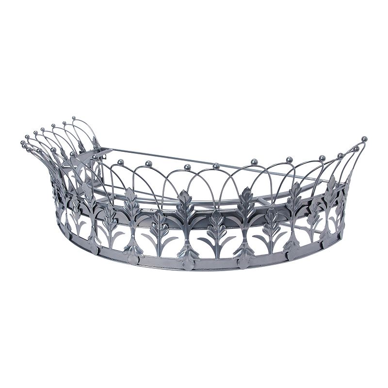 Storied Home Decorative Metal Curtain or Canopy Crown, Silver