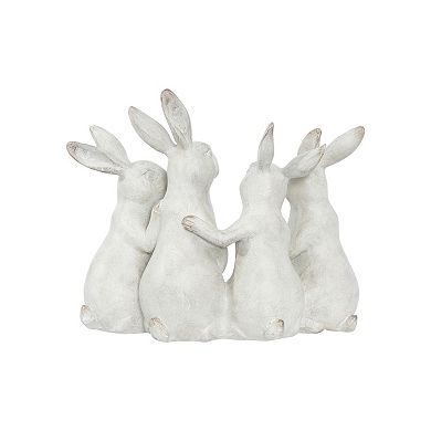 Storied Home Whitewashed Polyresin Bunny Rabbit Quartet