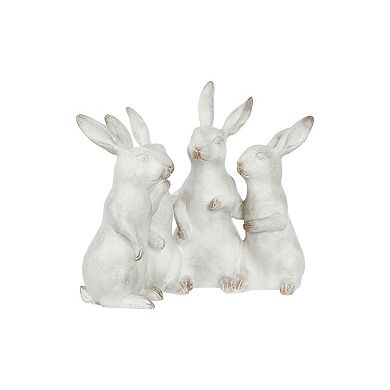Storied Home Whitewashed Polyresin Bunny Rabbit Quartet