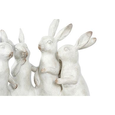 Storied Home Whitewashed Polyresin Bunny Rabbit Quartet