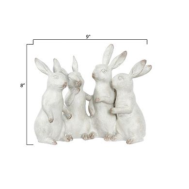 Storied Home Whitewashed Polyresin Bunny Rabbit Quartet
