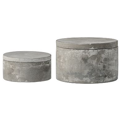 Storied Home Cement Storage Containers with Lids - Grey - Set of 2