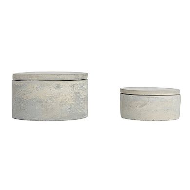 Storied Home Cement Storage Containers with Lids - Grey - Set of 2