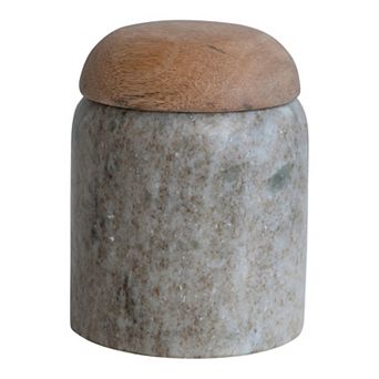 Storied Home Modern Marble Canister with Wood Lid