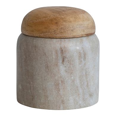 Storied Home Modern Marble Canister with Wood Lid