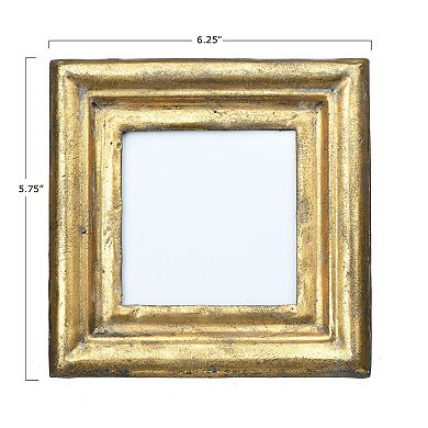 Storied Home Antiqued Gold Square 3.5" x 3.5" Picture Frame