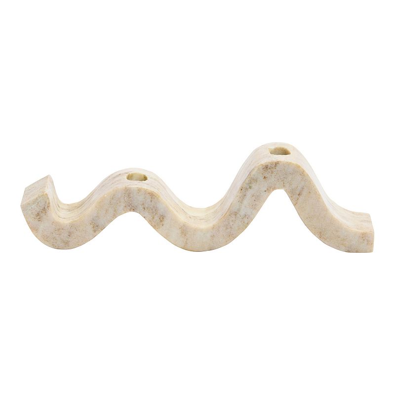 bloomingville marble wave double taper candle holder  beige