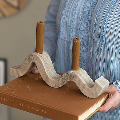 Storied Home Marble Wave Double Taper Candle Holder