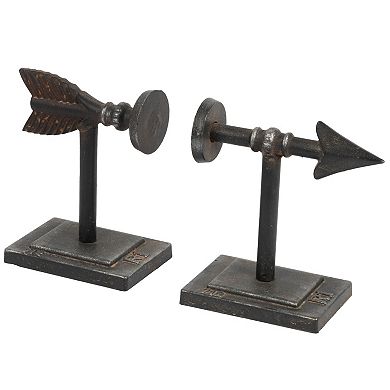 Storied Home Decorative Cast Metal Arrow Bookends 2-piece Set