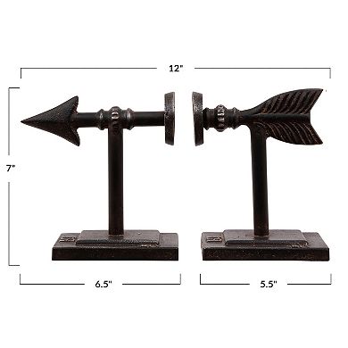 Storied Home Decorative Cast Metal Arrow Bookends 2-piece Set