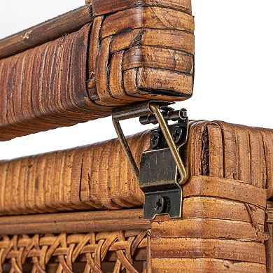 Storied Home 2-Piece Woven Rattan & Wood Display Boxes with Glass Top