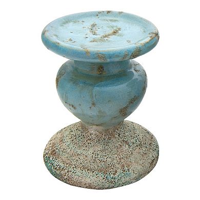 Storied Home Distressed Round Terracotta Pillar Candleholder