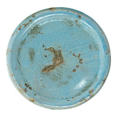 Storied Home Distressed Round Terracotta Pillar Candleholder