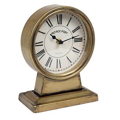 Storied Home Decorative Metal Mantel Clock