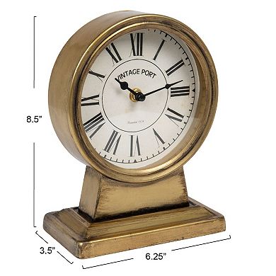 Storied Home Decorative Metal Mantel Clock