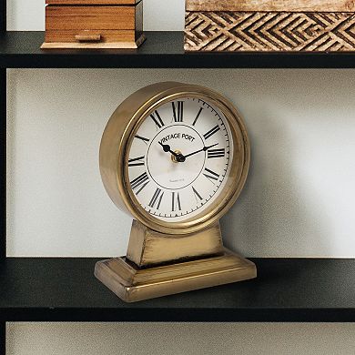 Storied Home Decorative Metal Mantel Clock