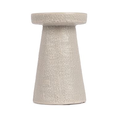 Storied Home Stoneware Pillar & Taper Candle Holders - Set of 2
