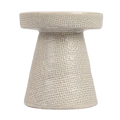 Storied Home Stoneware Pillar & Taper Candle Holders - Set of 2