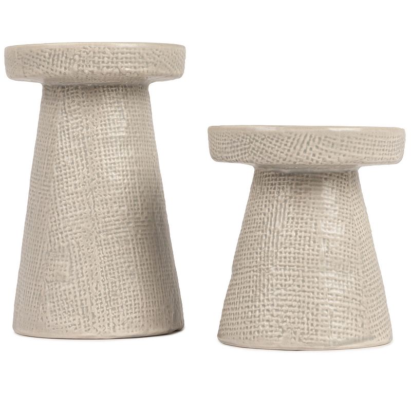 Main + Mesa Stoneware Pillar & Taper Candle Holders  Set of 2