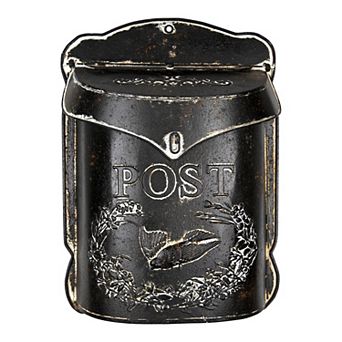 Storied Home Black Embossed Tin "Post" Letter Box