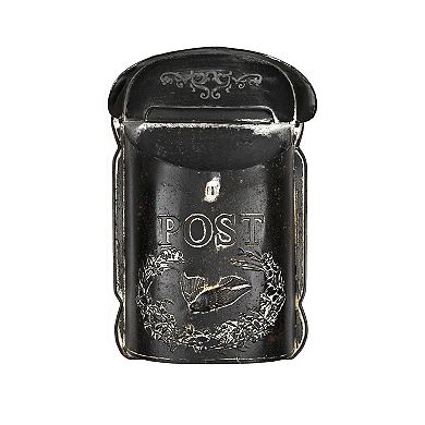 Storied Home Black Embossed Tin "Post" Letter Box
