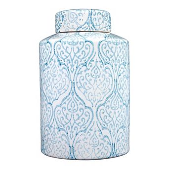 Storied Home Decorative Tall Ceramic Ginger Jar with Lid