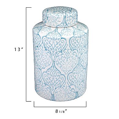 Storied Home Decorative Tall Ceramic Ginger Jar with Lid
