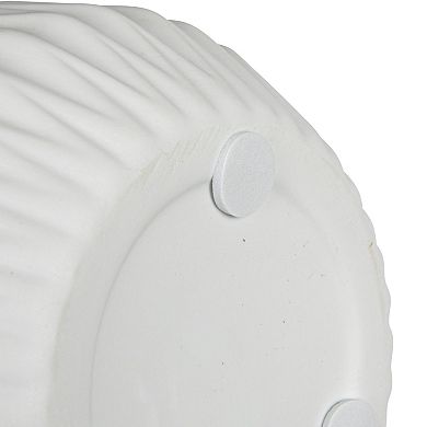 Storied Home Round Stoneware Fluted Vase with Embossed Lines Table Decor