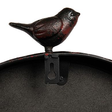Storied Home Antique Bronze Finish Metal Oval Wall Clock with Bird