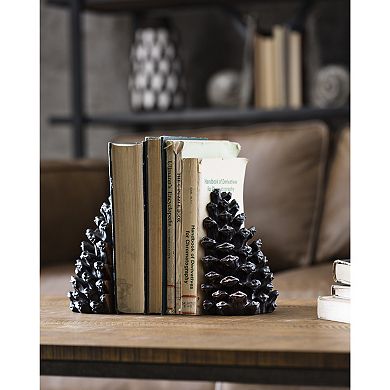Storied Home 2-Piece Decorative Resin Bronze Pinecone Bookends Set