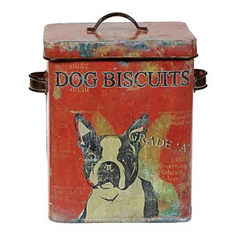 Storied Home Metal Dog Biscuits Container with Lid