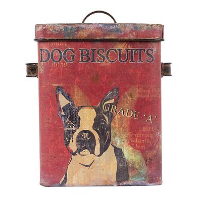 Storied Home Metal Dog Biscuits Container with Lid