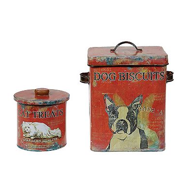 Storied Home Metal Dog Biscuits Container with Lid