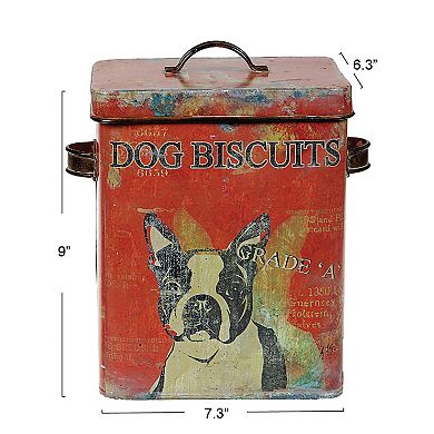 Storied Home Metal Dog Biscuits Container with Lid