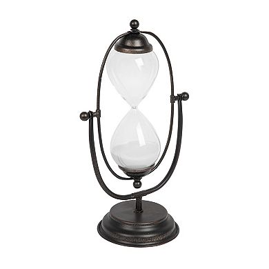 Storied Home Decorative Metal Hourglass with White Sand Table Décor