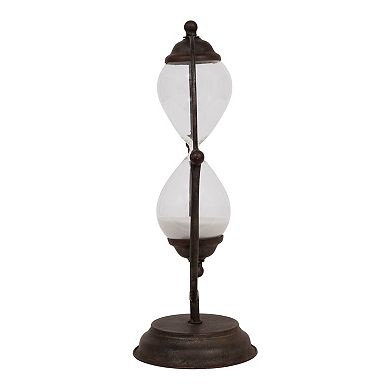 Storied Home Decorative Metal Hourglass with White Sand Table Décor