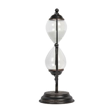 Storied Home Decorative Metal Hourglass with White Sand Table Décor
