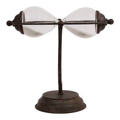 Storied Home Decorative Metal Hourglass with White Sand Table Décor