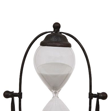 Storied Home Decorative Metal Hourglass with White Sand Table Décor
