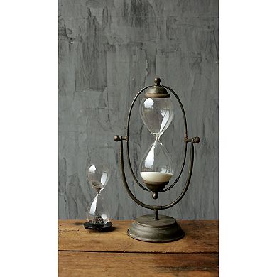 Storied Home Decorative Metal Hourglass with White Sand Table Décor