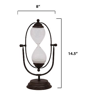 Storied Home Decorative Metal Hourglass with White Sand Table Décor