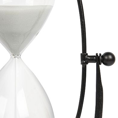 Storied Home Decorative Metal Hourglass with White Sand Table Décor