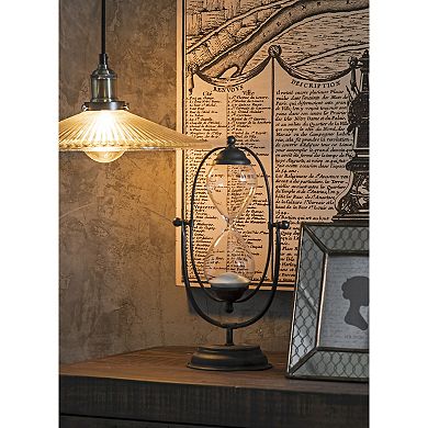Storied Home Decorative Metal Hourglass with White Sand Table Décor