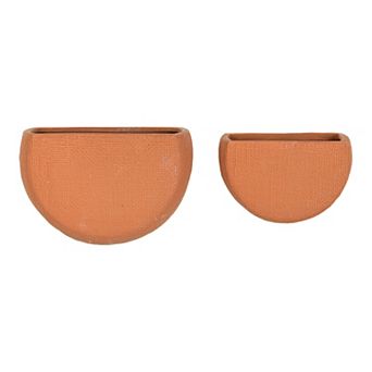 Storied Home Modern Boho Stoneware 2 pc Terracotta Wall Mount Planter Set